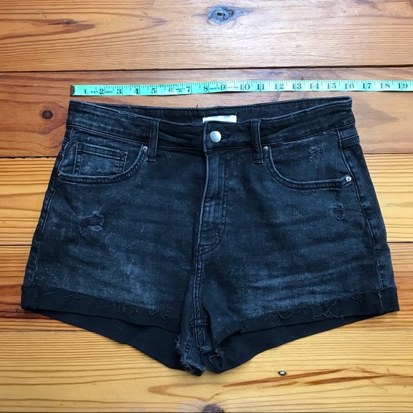 H&M Black Distressed Jean Shorts, EUC, 10 - Picture 7 of 11